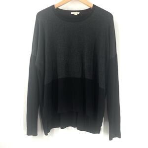 EILEEN FISHER Sweater Medium Pullover Black Gray Colorblock Stretchy Casual